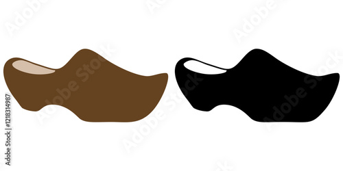Wooden Clog in colors and silhouette SVG Icons 