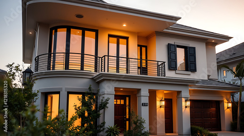 Luxury Modern House Exterior at Night: Dream Home Design and Architecture