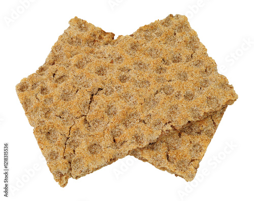 Two rye crispbread portions isolated on a white background