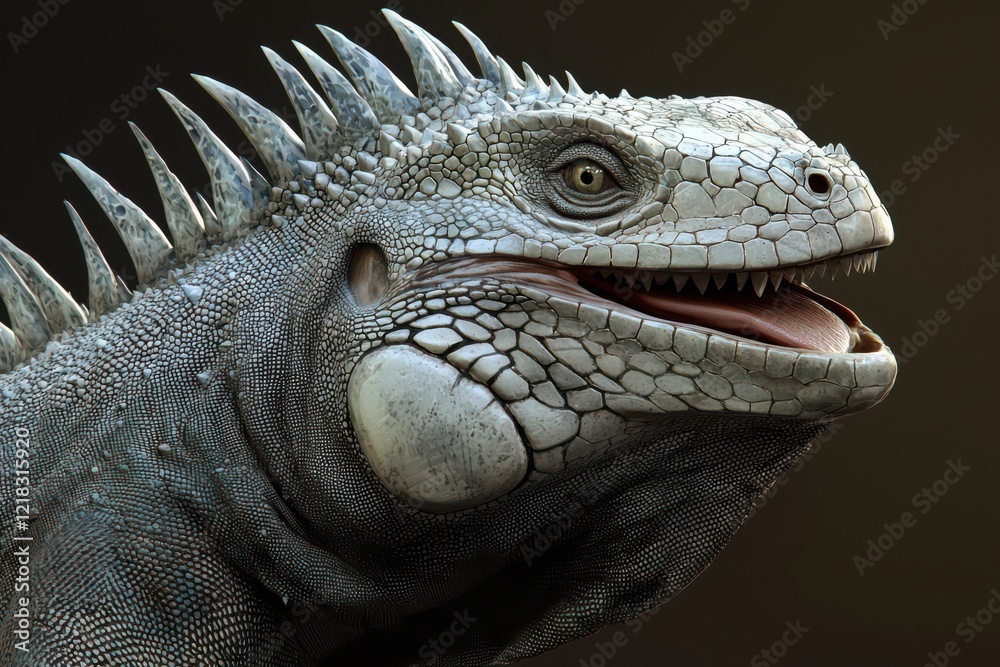 Obraz premium Majestic Iguana Portrait Showcasing Scaly Skin and Spiky Crest