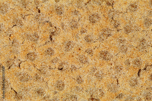 Crispy low calorie high fibre rye crispbread background texture