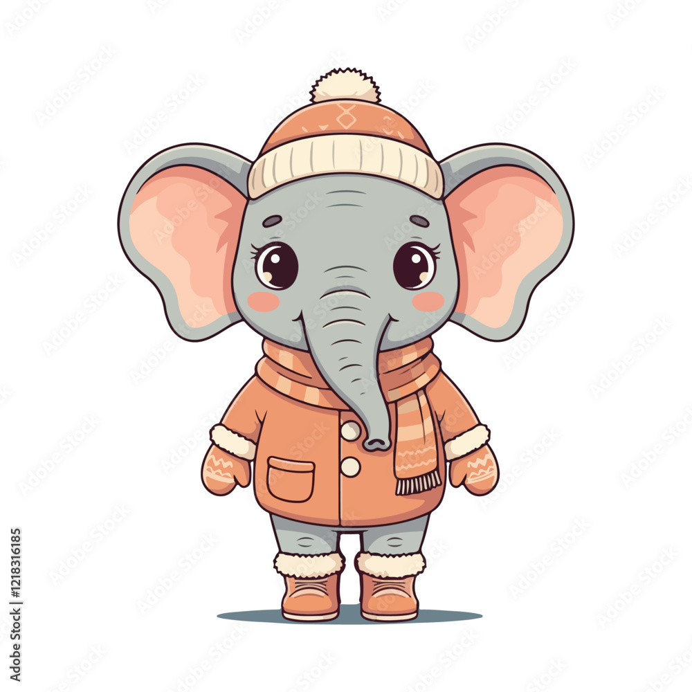 Fototapeta premium Cute Elephant Cartoon Vector Icon Illustration Animal Sport Icon Isolated Flat vector illustration