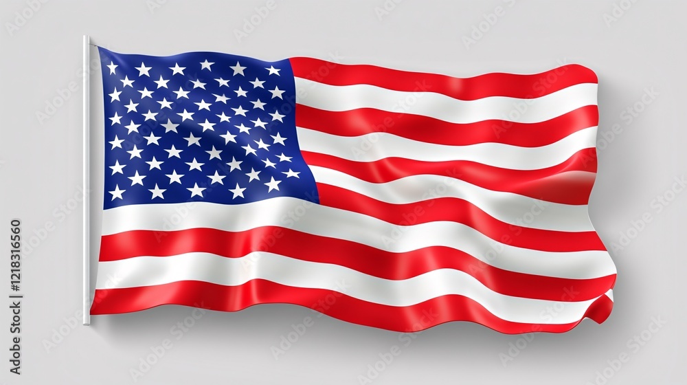 Fototapeta premium United states of america waving flag on gray background