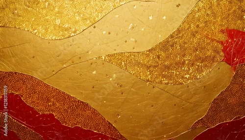 金色にキラキラ光る和紙の壁紙テクスチャ