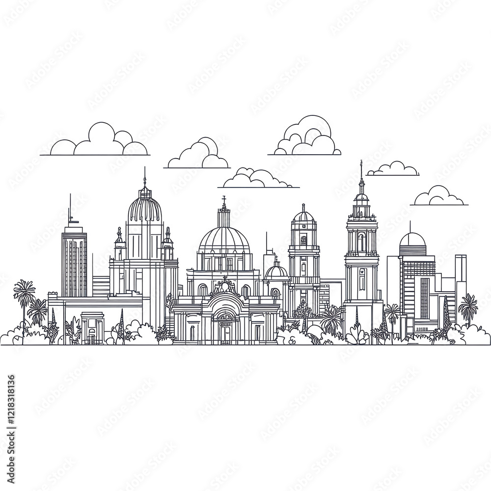 Obraz premium Guadalajara Skyline Cityscape Mexican Architecture Cathedral Buildings Cityscape