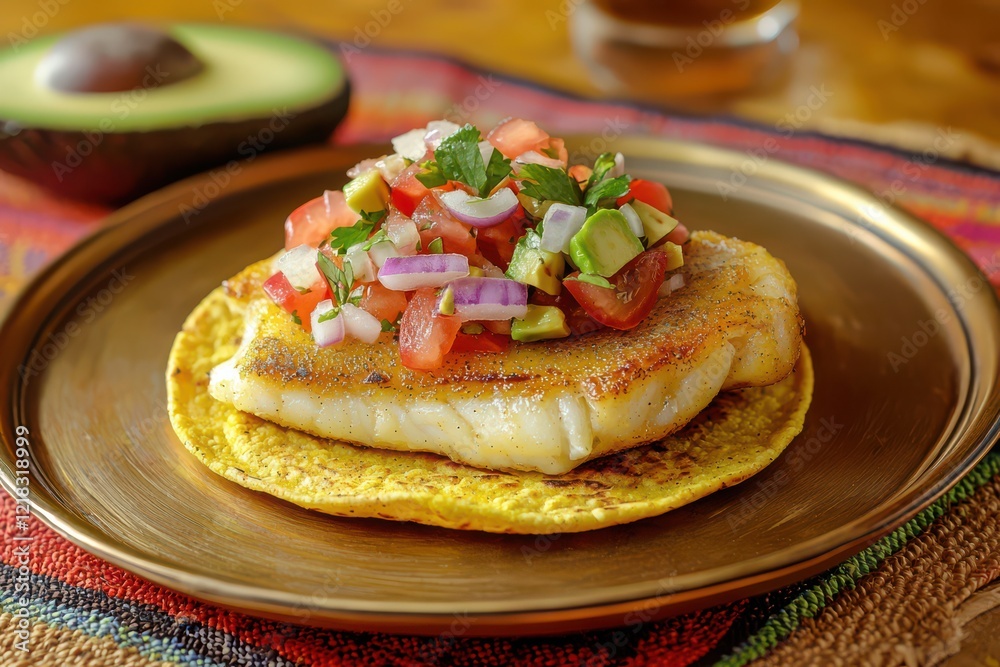 Pan-Seared Fish Taco with Avocado Tomato Salsa Recipe Pan-Seared Fish Taco with Avocado Tomato Salsa Recipe