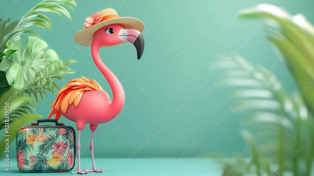 custom made wallpaper toronto digitalFlamingo vacation tropical getaway luggage