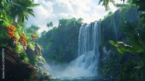 Lush Paradise Waterfall: A Tropical Oasis