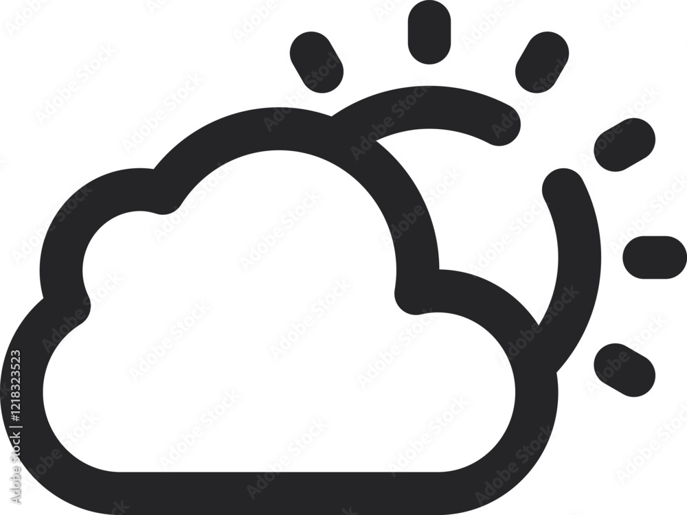 Rounded Stroke Cloudy Icon Rounded Stroke Cloudy Icon