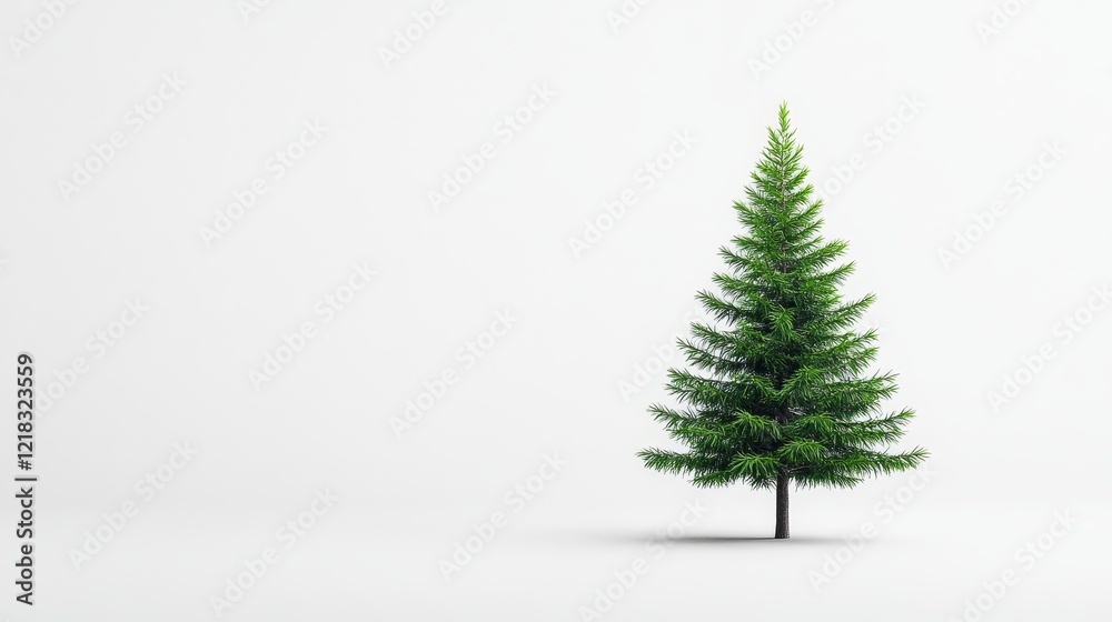 Single Pine Tree on White Background - A single, vibrant green pine tree stands isolated against a stark white backdrop, symbolizing nature, growth, resilience, peace, and simplicity. Single Pine Tree on White Background - A single, vibrant green pine tree stands isolated against a stark white backdrop, symbolizing nature, growth, resilience, peace, and simplicity.