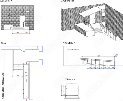 Vector illustration of a design image of a stair ramp for climbing a house specifically for people with disabilities