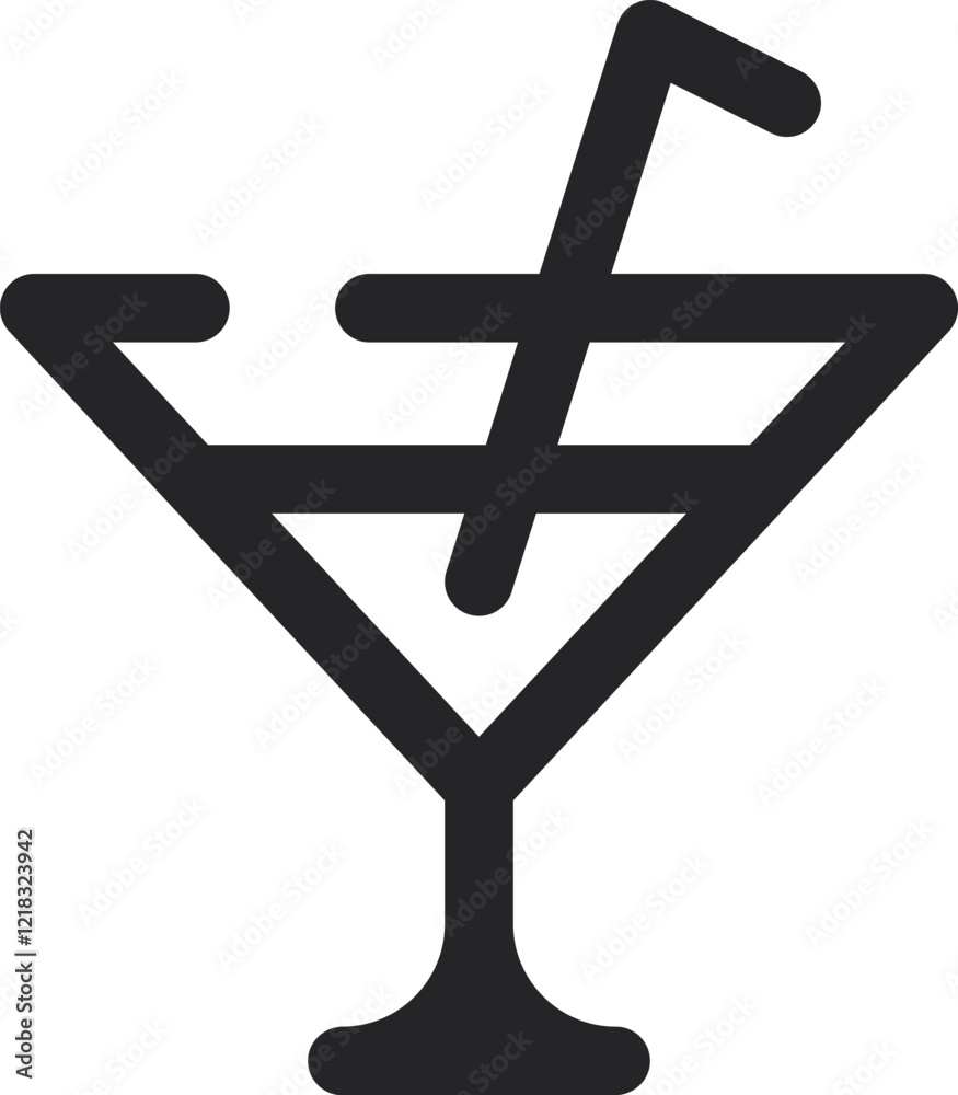 Fototapeta premium Rounded Stroke Cocktail Icon