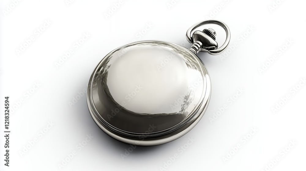 Elegant Silver Pocket Watch Classic Timepiece Image Elegant Silver Pocket Watch Classic Timepiece Image