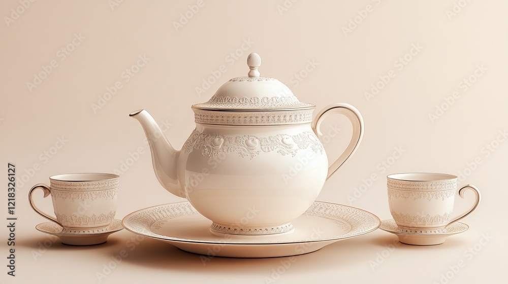Elegant Tea Set Featuring Two Delicate Cups and a Charming Teapot Displayed on a Rustic Wooden Table Surrounded by Fresh Flowers Creating a Cozy and Inviting Atmosphere for Tea Lovers Elegant Tea Set Featuring Two Delicate Cups and a Charming Teapot Displayed on a Rustic Wooden Table Surrounded by Fresh Flowers Creating a Cozy and Inviting Atmosphere for Tea Lovers