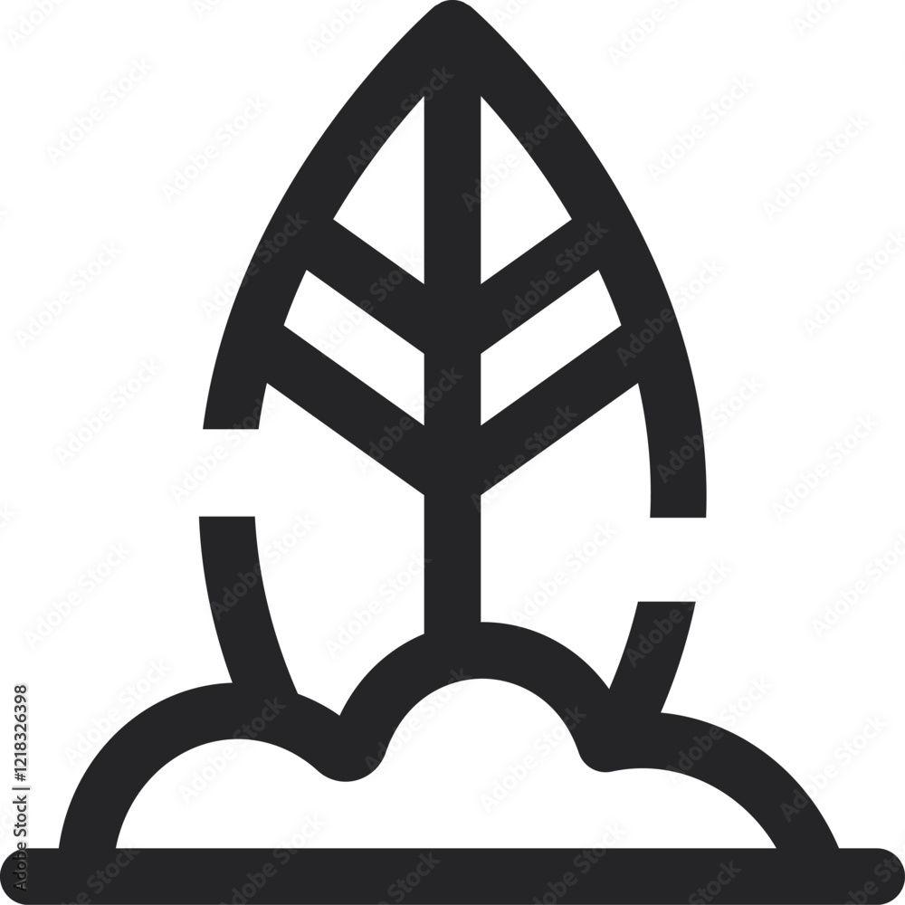Rounded Stroke Tropical Beach Icon Rounded Stroke Tropical Beach Icon