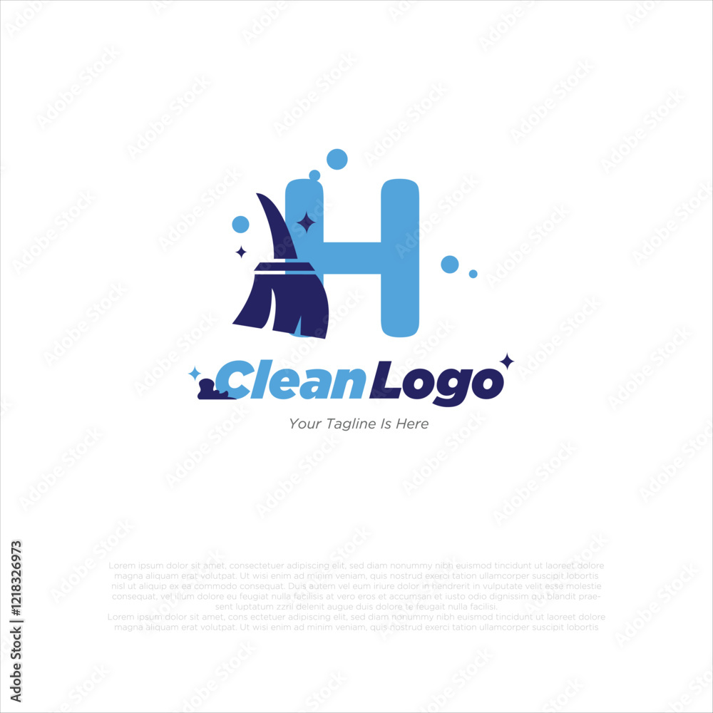 H initial with broom vector logo designs H initial with broom vector logo designs
