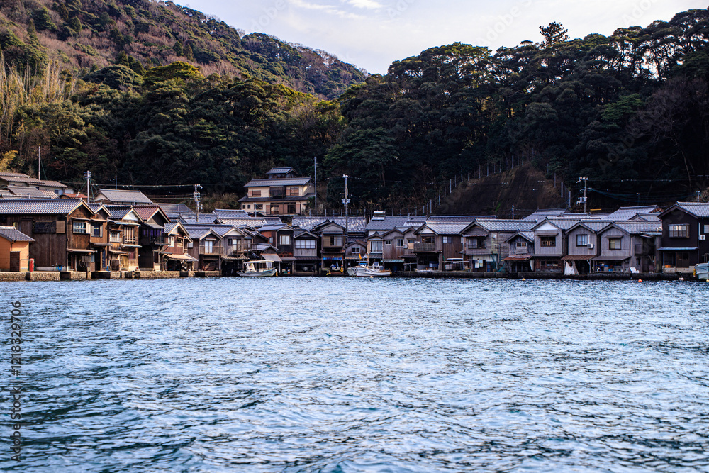 Traditional Japanese Fishing Village by the Sea, Ine Bay, Kyoto, Japan Traditional Japanese Fishing Village by the Sea, Ine Bay, Kyoto, Japan