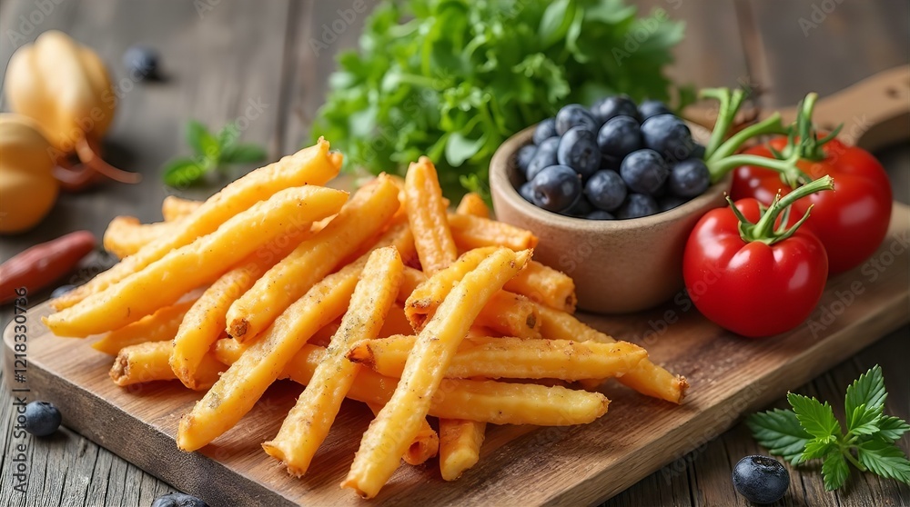 Crispy Baked Sweet Potato Fries with Fresh Blueberries and Cherry Tomatoes Healthy Side Dish Recipe Crispy Baked Sweet Potato Fries with Fresh Blueberries and Cherry Tomatoes Healthy Side Dish Recipe