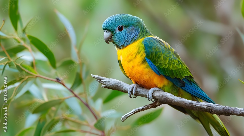 Colorful Australian Parrot Perched on a Branch in Nature Setting Colorful Australian Parrot Perched on a Branch in Nature Setting