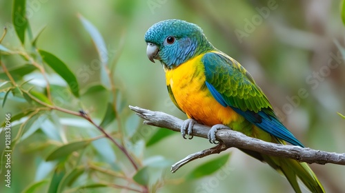 Colorful Australian Parrot Perched on a Branch in Nature Setting