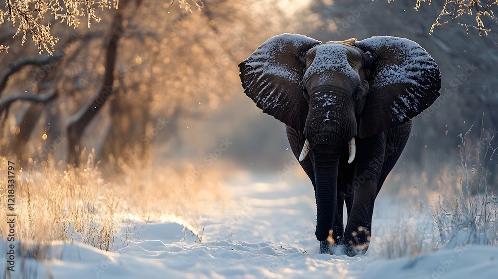 Obraz premium Elephant on a winter day