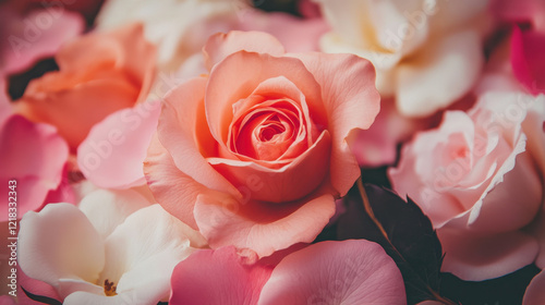 beautiful bouquet of pink and white roses, showcasing delicate petals and vibrant colors, perfect for expressing love and affection