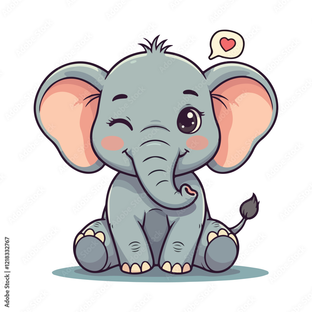 Fototapeta premium Cute Elephant Cartoon Vector Icon Illustration Animal Sport Icon Isolated Flat vector illustration
