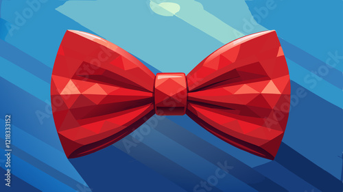 Colorful Cartoon Illustration of a Red Bowtie The image is a colorful, cartoon-style illustration of a red bowtie. The bowtie is depicted with a classic butterfly shape, featuring two symmetrical loop