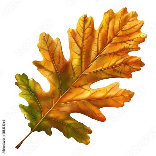 Golden Autumn Leaf isolated on transparent background
