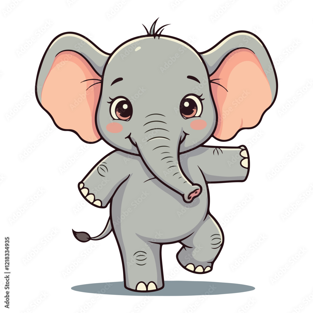 Fototapeta premium Cute Elephant Cartoon Vector Icon Illustration Animal Sport Icon Isolated Flat vector illustration