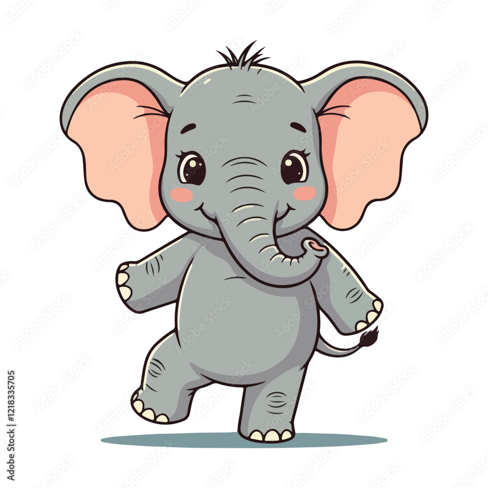 Naklejka premium Cute Elephant Cartoon Vector Icon Illustration Animal Sport Icon Isolated Flat vector illustration