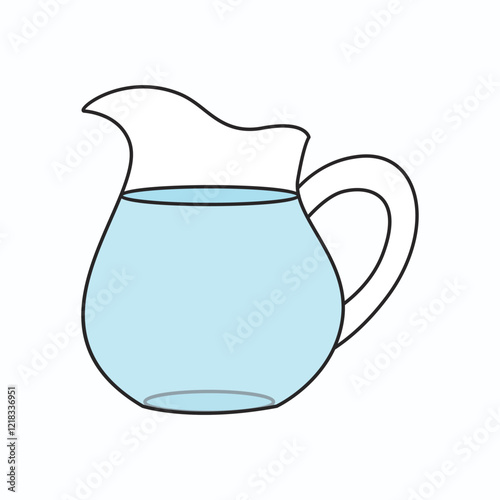 Drinking water in a glass carafe. Vector illustration of a drink in a jug.