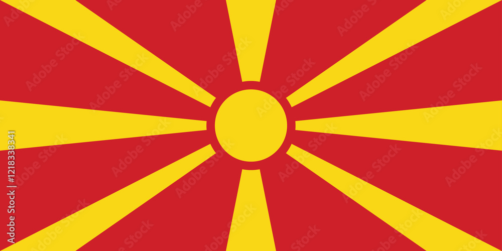 High detailed flag of North Macedonia. National North Macedonia flag. Europe. 3D illustration. High detailed flag of North Macedonia. National North Macedonia flag. Europe. 3D illustration.