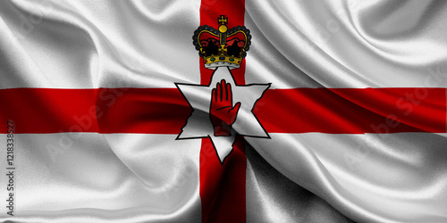 High detailed flag of Northern Ireland. National Northern Ireland flag. Europe. 3D illustration.