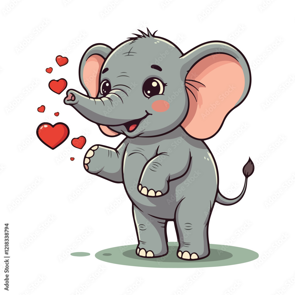 Fototapeta premium Cute Elephant Cartoon Vector Icon Illustration Animal Sport Icon Isolated Flat vector illustration