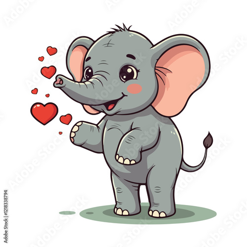 Cute Elephant Cartoon Vector Icon Illustration Animal Sport Icon Isolated Flat vector illustration photo