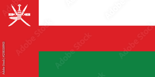 High detailed flag of Oman. National Oman flag. Asia. 3D illustration.