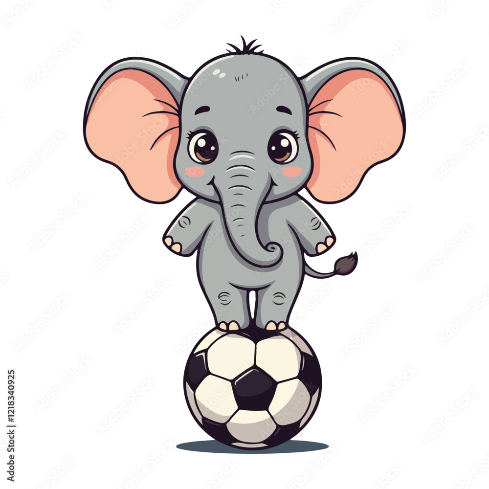 Fototapeta premium Cute Elephant Cartoon Vector Icon Illustration Animal Sport Icon Isolated Flat vector illustration