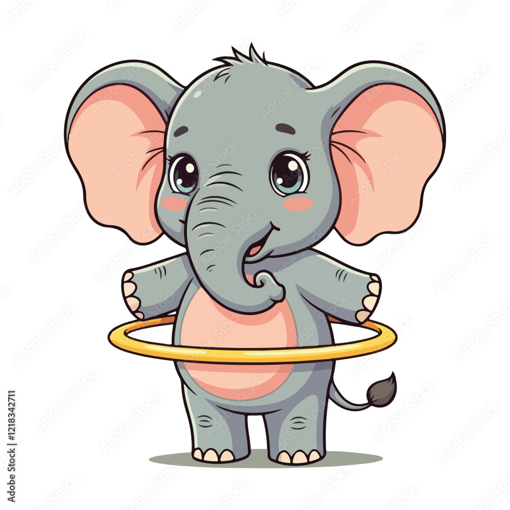 Fototapeta premium Cute Elephant Cartoon Vector Icon Illustration Animal Sport Icon Isolated Flat vector illustration