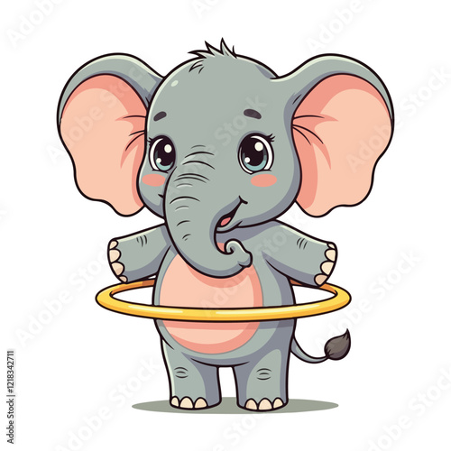 Cute Elephant Cartoon Vector Icon Illustration Animal Sport Icon Isolated Flat vector illustration photo