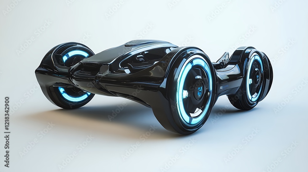 Futuristic Black Sports Car with Neon Lights 3d Render Futuristic Black Sports Car with Neon Lights 3d Render