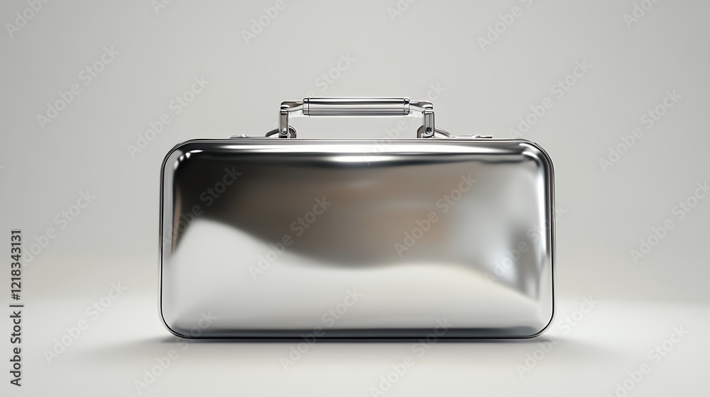 Sleek Silver Metal Briefcase 3d Render Sleek Silver Metal Briefcase 3d Render