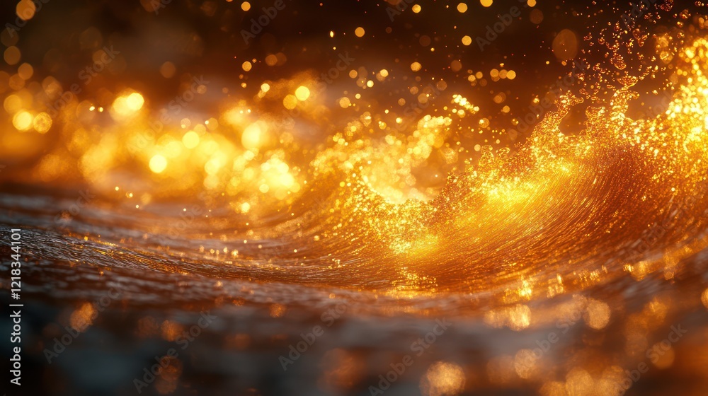 Naklejka premium Golden Hour Waves: A Symphony of Light and Water