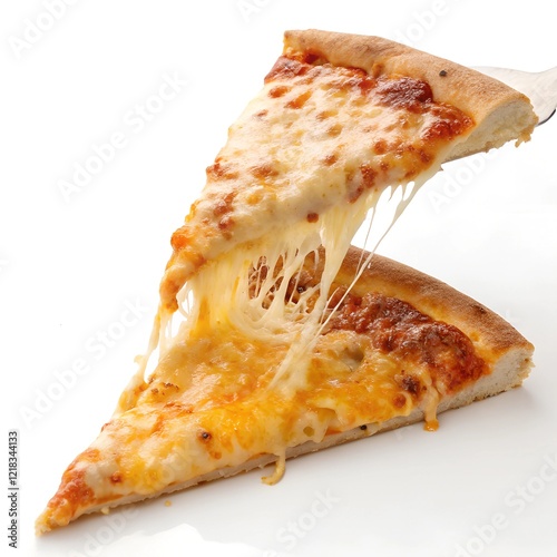 Melted Cheese Pizza Slice png isolated on white background