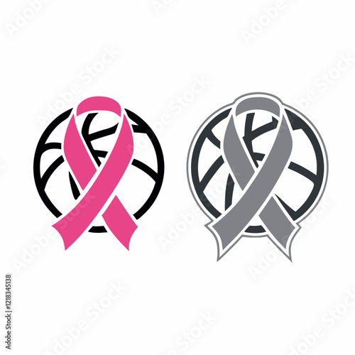 Basketball and ribbon vector illustration (3)