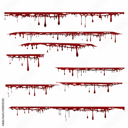 Blood splash lines set vector illustration (2)