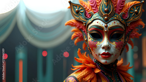 banner tema de carnaval mascara baile teatro, web design