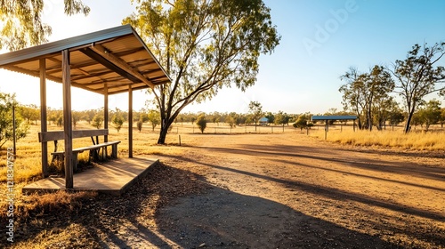 outback australian bus stop under shade photo