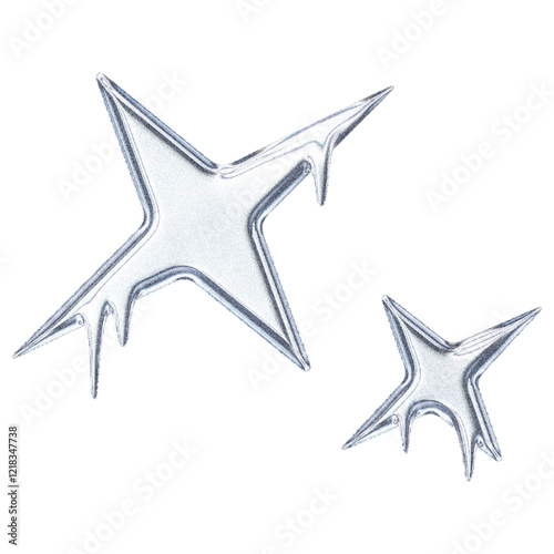 metalic modern star isolated on white background