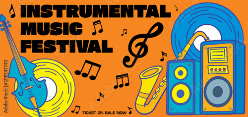 Music festival banner template. Event poster for social media, advertisement, billboard, ads. Music fest flyer promotion design. Rock, jazz, pop, dj. Event banner for digital and print